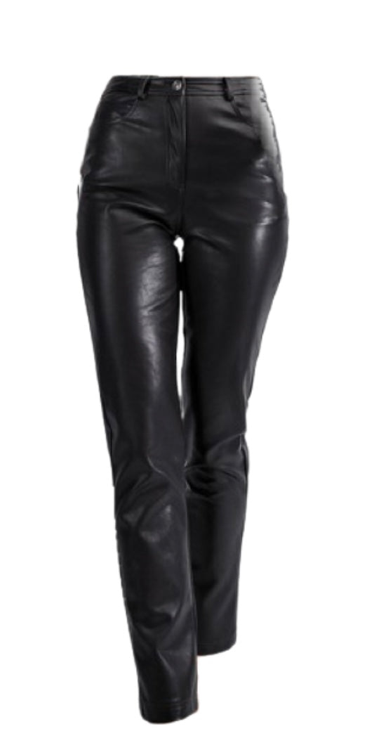 AVA - Faux Leather Pants Black