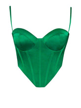 Load image into Gallery viewer, Remy Emerald Green Satin Corset Top
